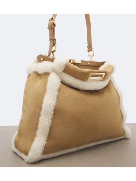 Top Fendi din piele de căprioară bej