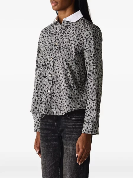 Gulerat cămașă R13 cu model floral cu imagine gri