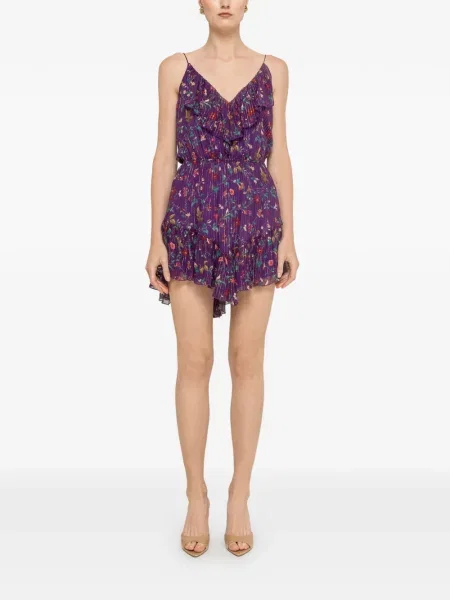 Rochie mini Nissa de mătase cu model floral cu imagine violet