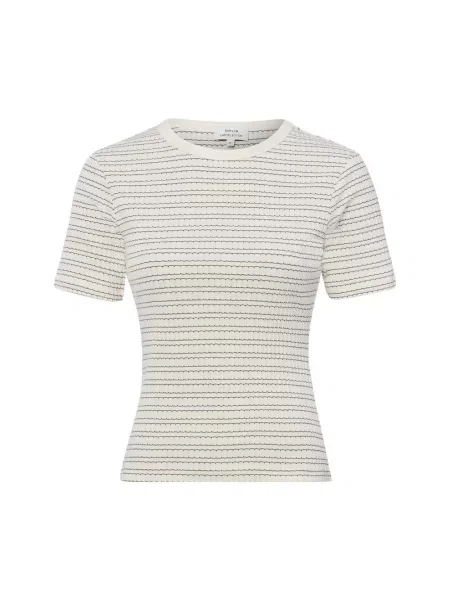 T-shirt z okrągłym dekoltem model Soleili' Opus beżowa