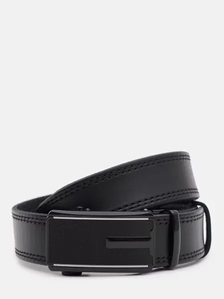 Шкіряний ремінь Borsa Leather з ремінцями чорний