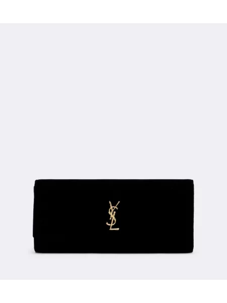 Geantă plic Saint Laurent de catifea negru