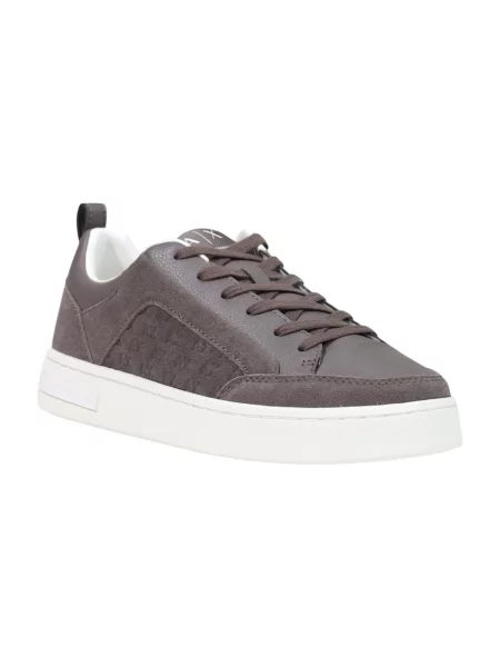 Sneakersy Armani Exchange skórzane z logo szare