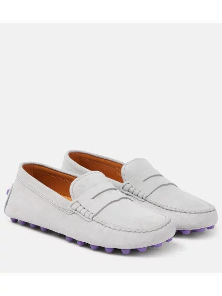 Semišové mokasíny Tod's bílé