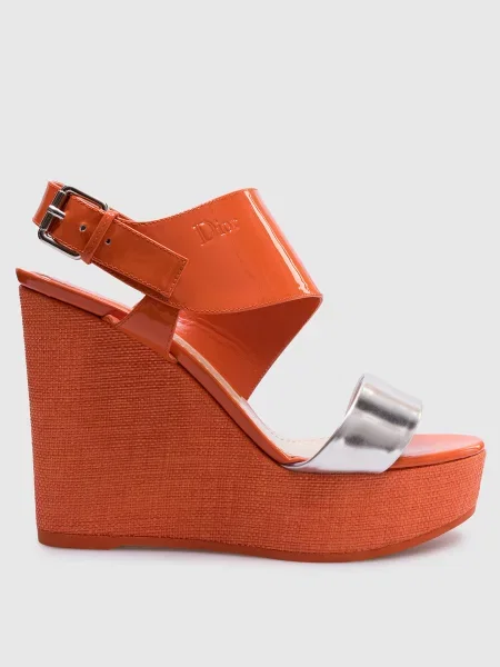 Кожаные босоножки Christian Dior оранжевые