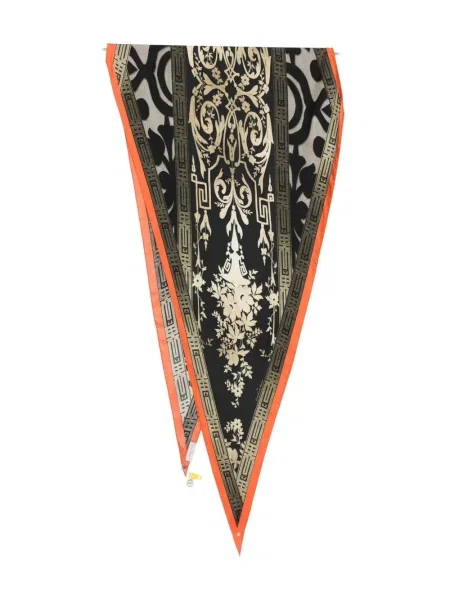 Fular Pierre-louis Mascia de mătase cu model floral cu imagine negru