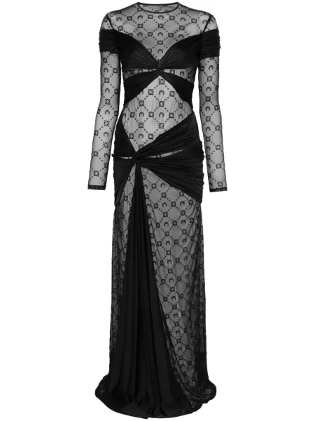 Rochie maxi Marine Serre din jerseu drapată de costum negru