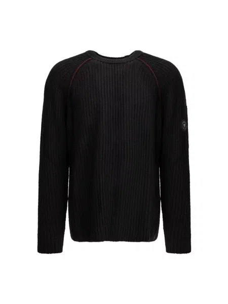 Lniany sweter C.p. Company z okrągłym dekoltem czarny