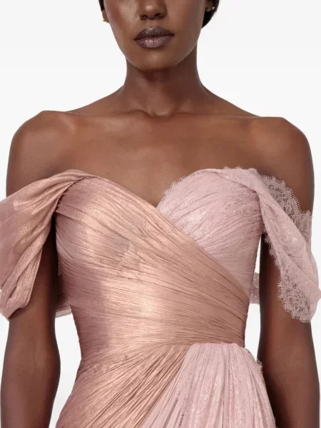Rochie maxi Iris Serban plisată din dantelă de costum