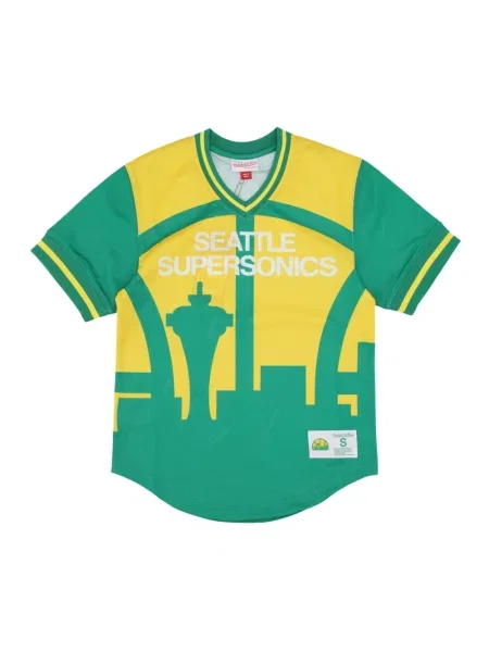 Kurtka Mitchell & Ness z dekoltem w serek z siateczki zielona