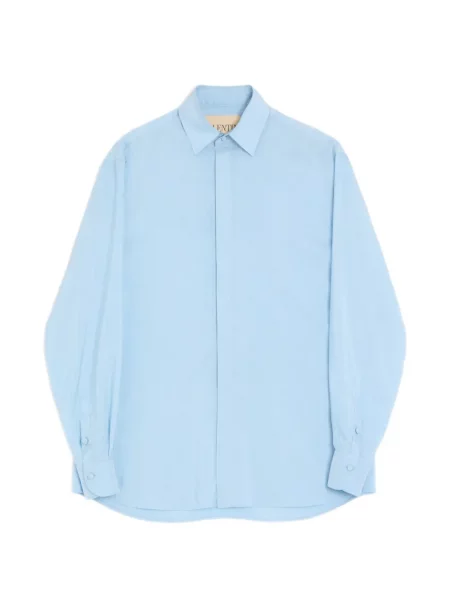 Hedvábná pruhovaná košile Valentino Garavani modrá