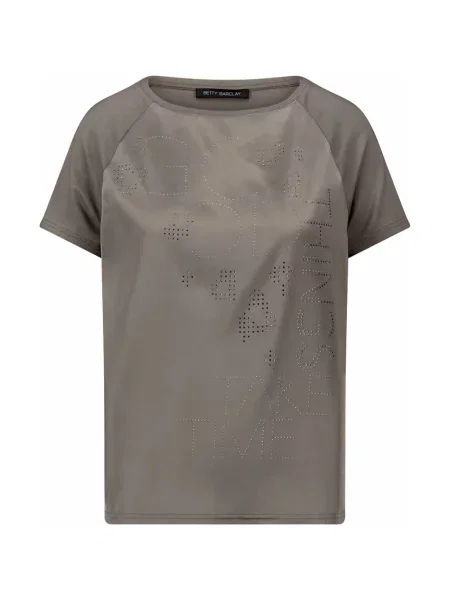 Betty Barclay T-Shirt Z Mieszanki Materiałów Z Kamyczkami Ozdobnymi grau szara