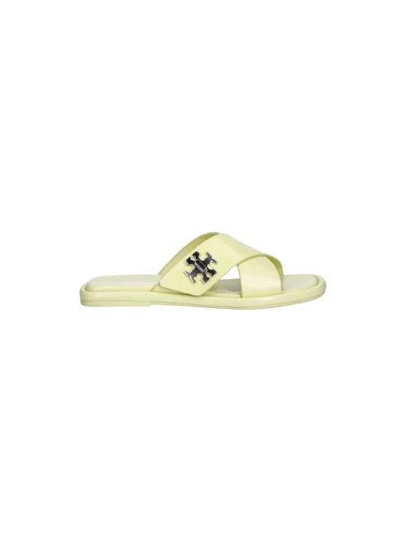 Klapki Tory Burch skórzane żółte