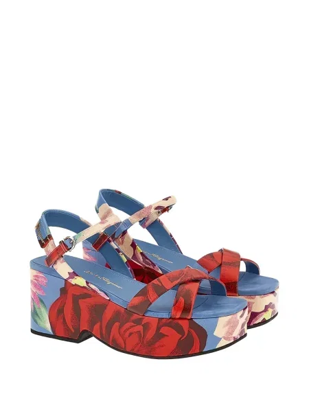 Sandale Ferragamo cu model floral cu imagine albastru