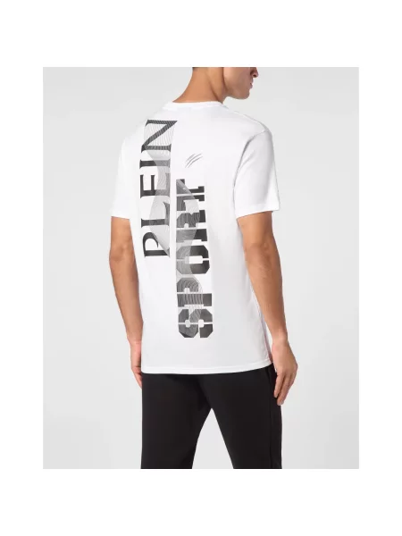 Koszulka sportowa Plein Sport z okrągłym dekoltem biała