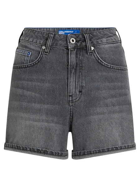 Karl Lagerfeld Jeans pantaloni scurți din denim femei uni high waist gri