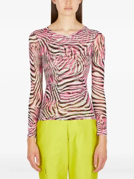 Bluzka Collina Strada z nadrukiem w zebrę różowa