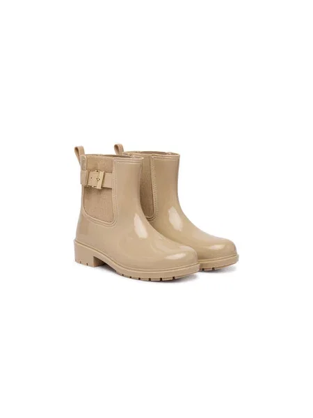 Gumáky Tommy Hilfiger Th Buckle Glossy Ankle Rain Boot béžová
