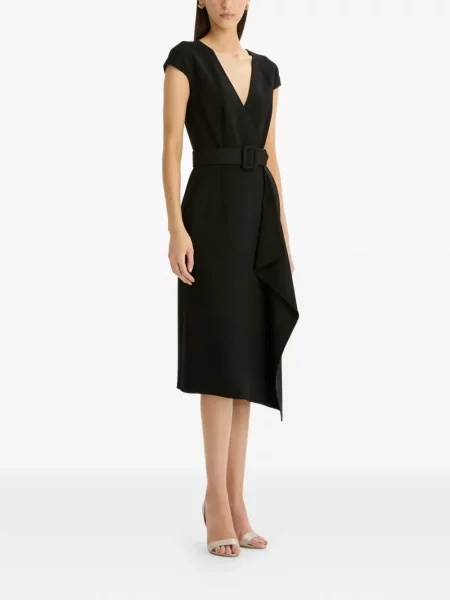 Osłona sukienka ołówkowa Oscar De La Renta wełniana garniturowa czarna