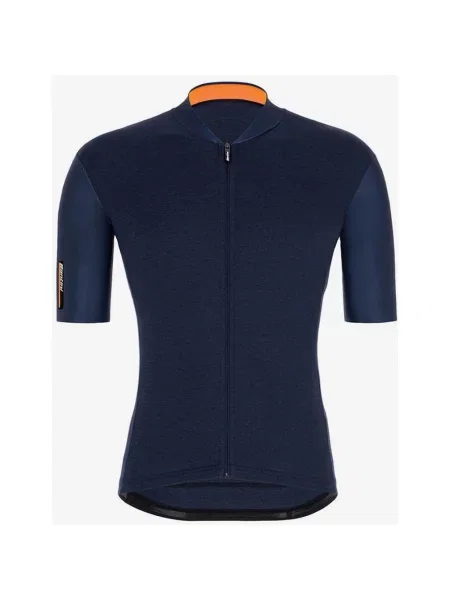 Koszulka z krótkim rękawem Santini Colore granatowo-pomarańczowa Slim Fit XS niebieska