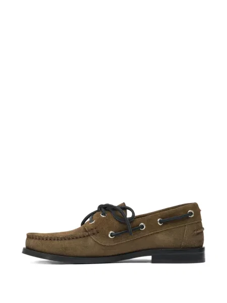 Pantofi loafer Aeyde cu șireturi din piele de căprioară maro