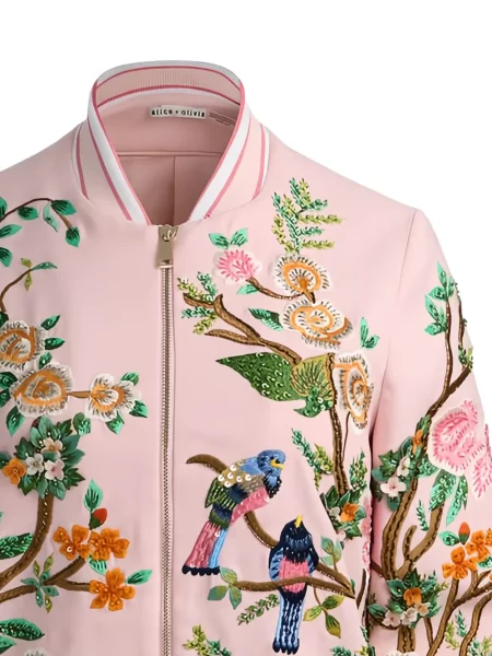 Geacă bomber Alice + Olivia cu model floral roz