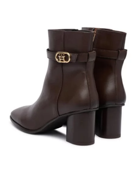 Tommy Hilfiger Bokacsizma Th Strap Leather Block Heel Boot barna