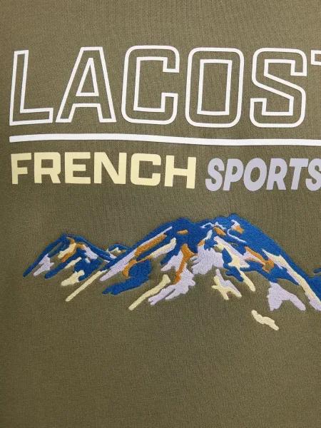 Hanorac crewneck Lacoste cu broderie verde