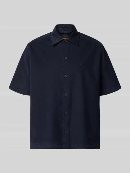 Koszula sztruksowa o kroju regular fit z mieszanki bawełny model LAKITH_M' Boss Orange granatowa