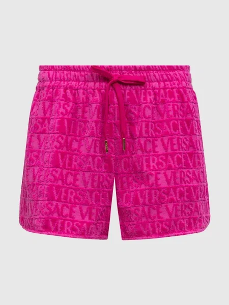 Махрові шорти з логотипом Versace рожеві