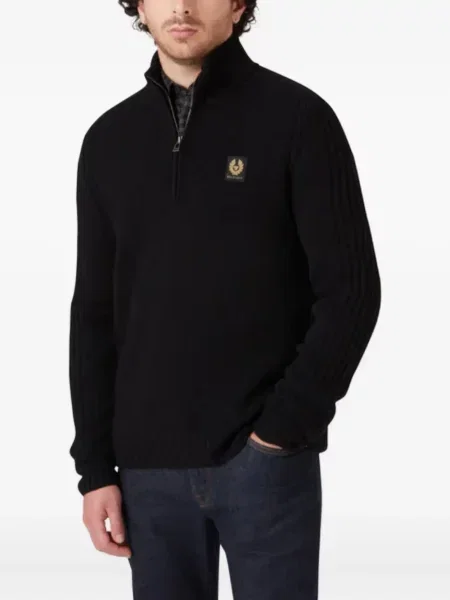 Pulover Belstaff de jumătate de fermoar negru