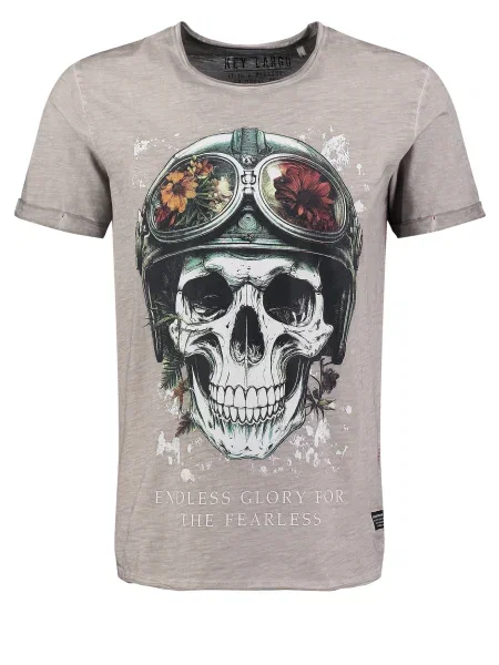 Key Largo Tricou Fearless galben / gri amestecat / verde negru