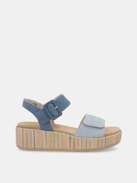 Кожаные босоножки Remonte голубые
