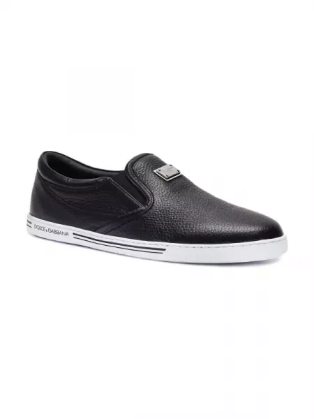 Dolce & Gabbana Bőr slip on cipő Saint Tropez fekete