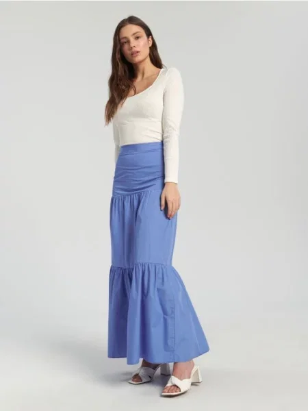 Спідниця максі з воланами гіацинтовий