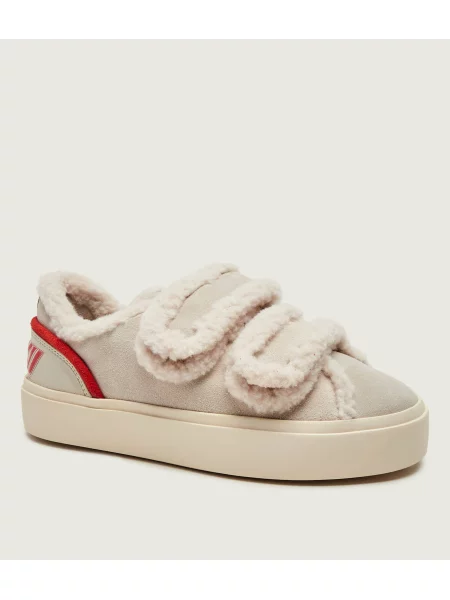 INUIKII Sneakers Lila | shearling | piele întoarsă bej