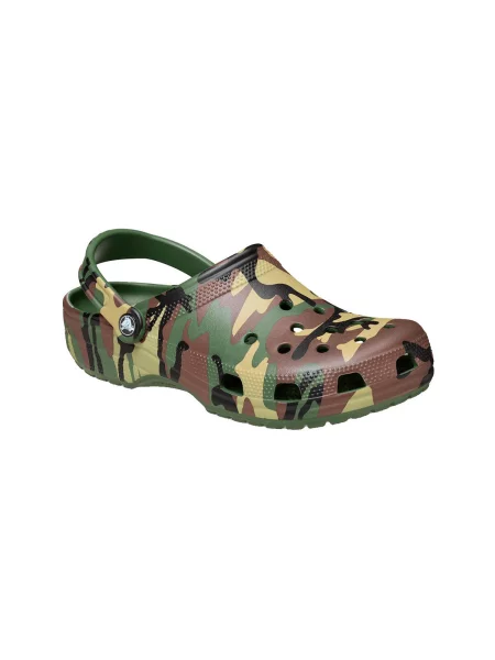 Pantofi Crocs cu model camuflaj clasici verde