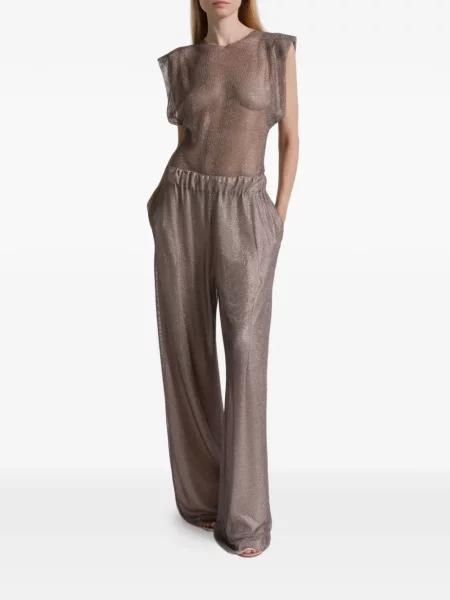 Pantaloni Alberta Ferretti argintiu