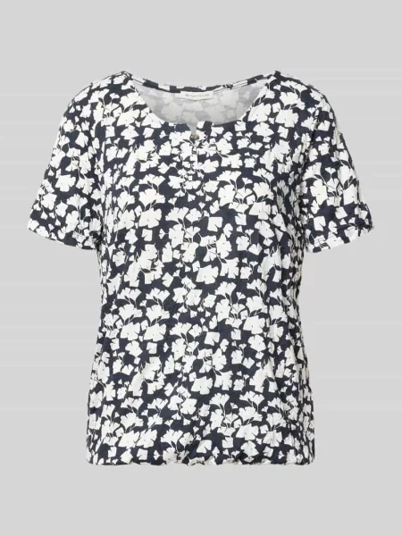 T-shirt o kroju regular fit z domieszką Tom Tailor granatowa
