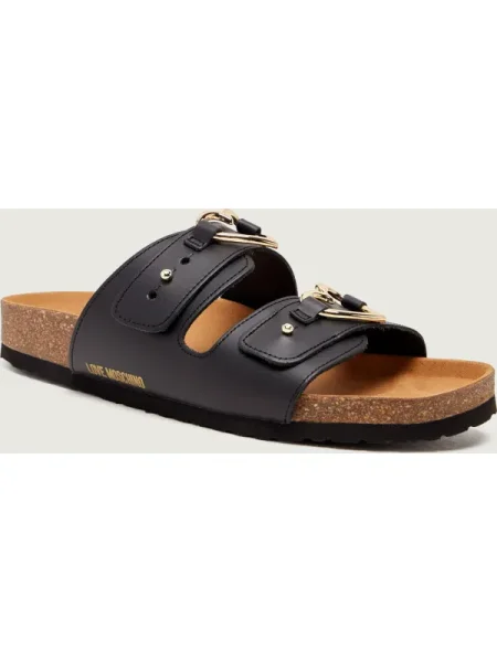 Love Moschino De piele șlapi negru