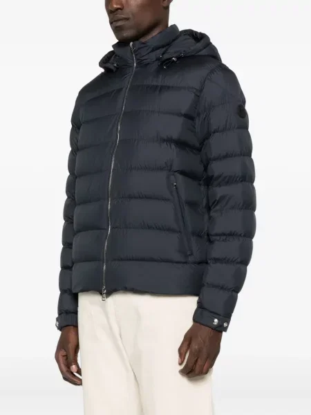 Geacă Moncler cu glugă albastru