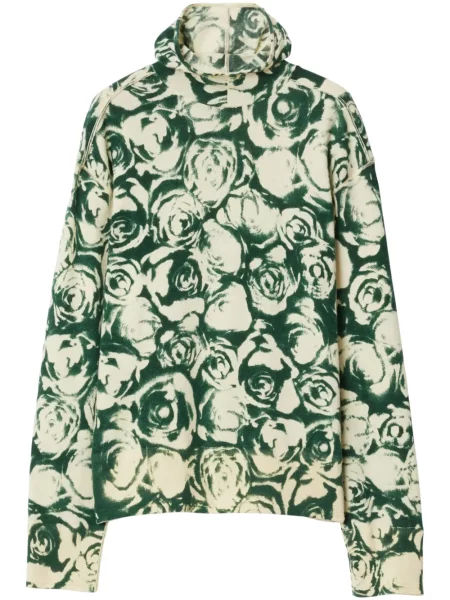 Hanorac cu glugă Burberry de lână cu imagine verde