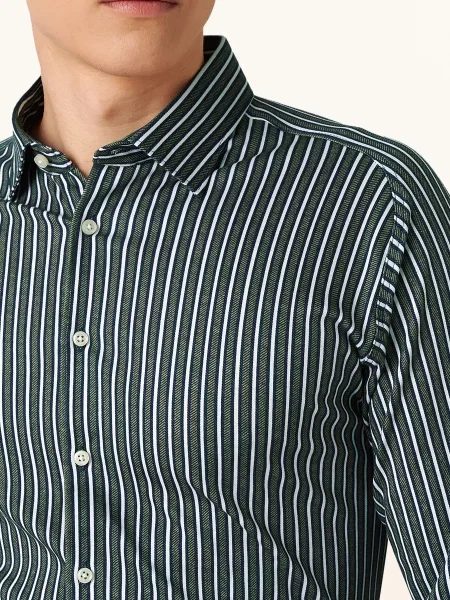 Desoto Jerseyová Košile Slim Fit olivová / tmavě modrá bílá