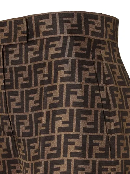 Pantaloni Fendi de mătase plisate maro