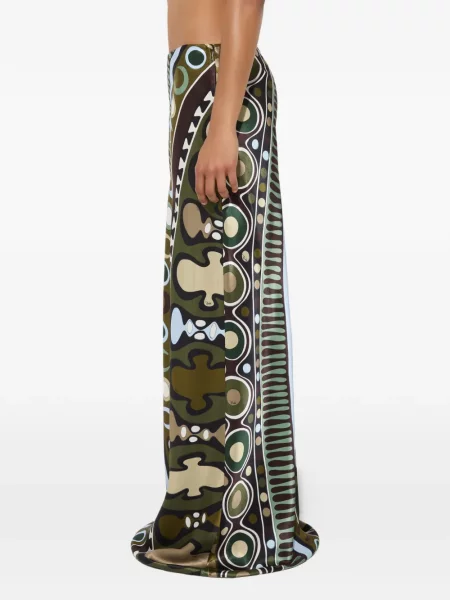 Fustă Pucci din satin cu imagine verde