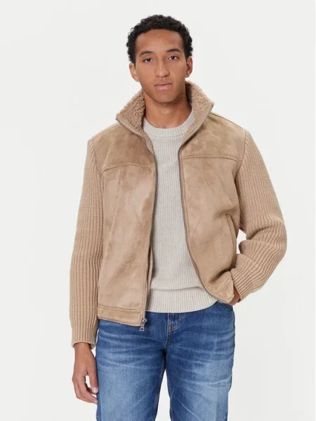 Guess Geacă din imitație de piele bej