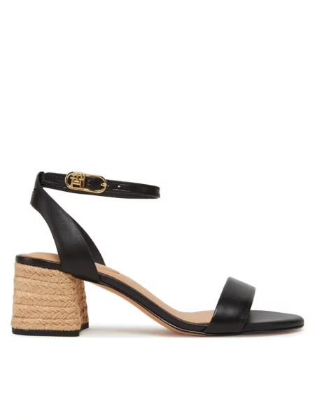 Tommy Hilfiger sandały skórzane LEATHER ANKLE STRAP ESPAD SANDAL czarny