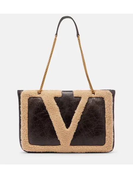 Torebka skórzana Valentino Garavani skórzana brązowa