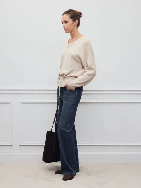 Sweter z regulowanym dołem Teen XS MANGO TEEN beżowy