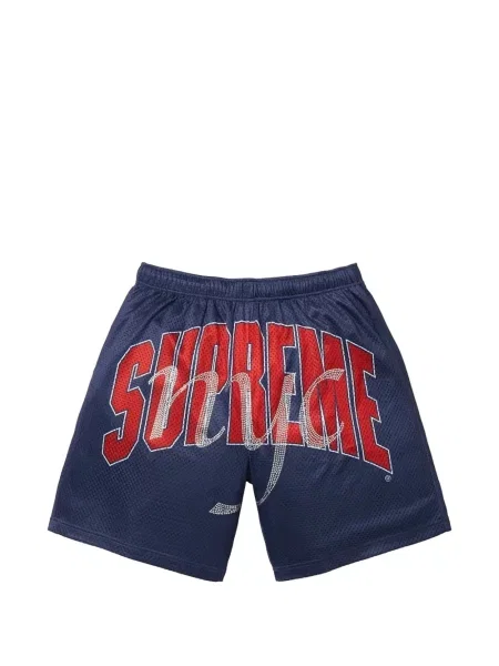 Stras pantaloni scurți Supreme plasă albastru